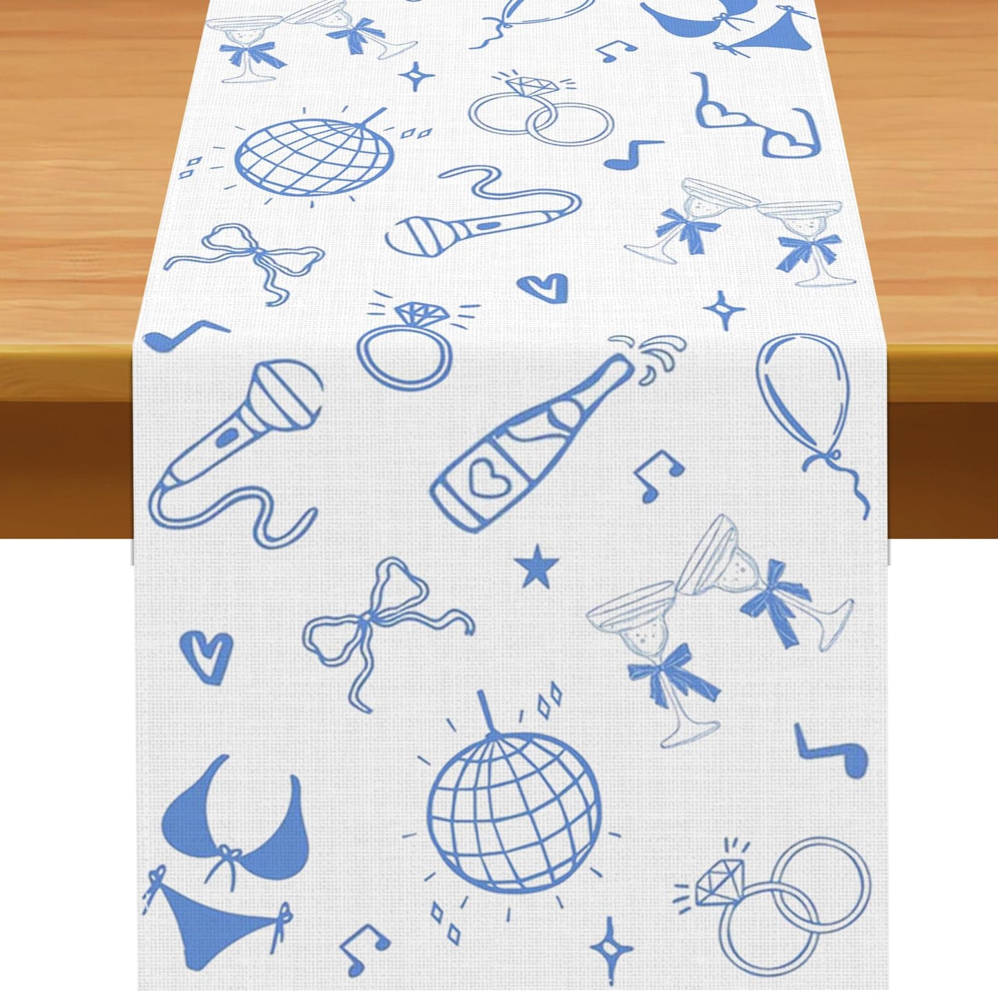 Pudodo Mamma Mia Table Runner Italian Themed Bachelorette Party Last Disco Wedding Bridal Shower Kitchen Dining Room Home Decoration (13" x 72")
