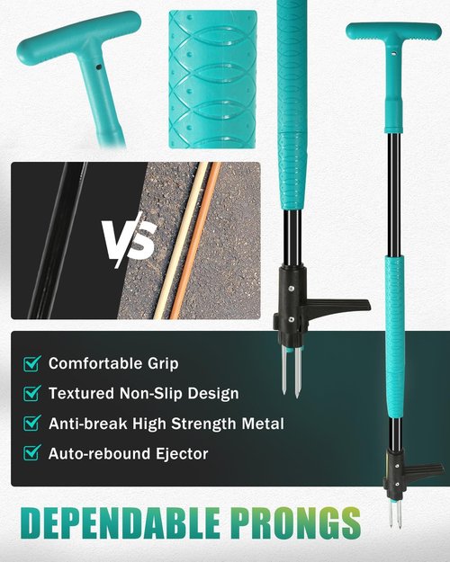 Breeze Touch 39" Weed Puller Tool - Heavy-Duty 3-Claw Detachable Weeder for Lawn & Garden