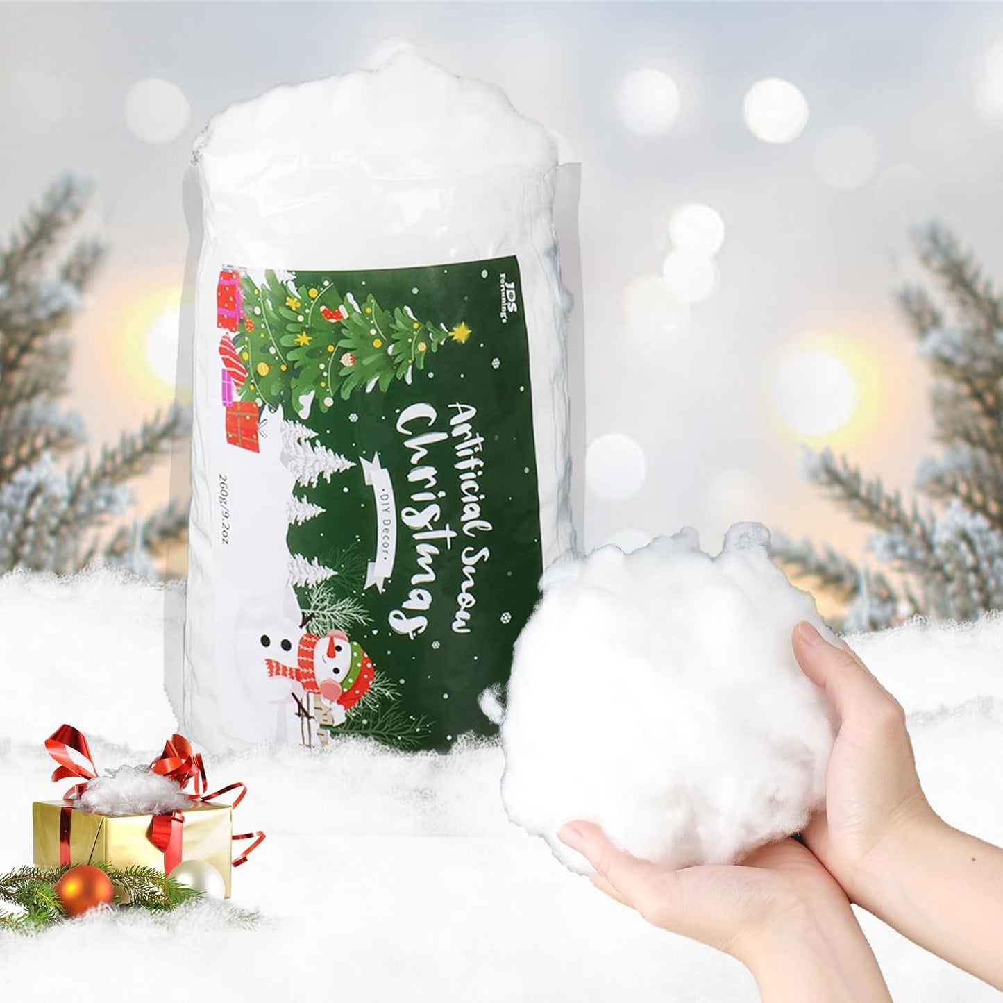 Skiennix Christmas Fake Snow - 9.2oz Fluffy Artificial Snow for DIY Decor & Winter Displays