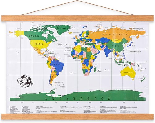 Benjia Magnetic Poster Hanger - 39" Teak Wood Frame for Canvas Artwork & Maps | Easy Wall Display