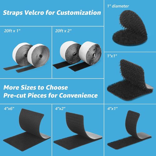 Art3d Double-Sided Hook and Loop Tape - Heavy Duty Sticky Back Strips, 1 in x 4 in, 16 Sets