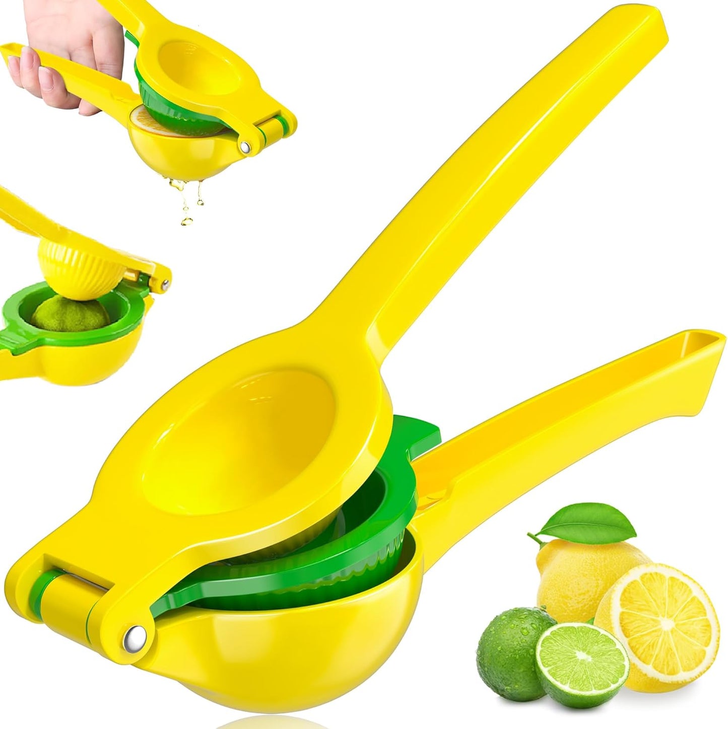 Vakoo 2-in-1 Lemon Squeezer - Heavy-Duty, Rust-Resistant Manual Juicer for Citrus - Easy to Use & Clean, Yellow & Green