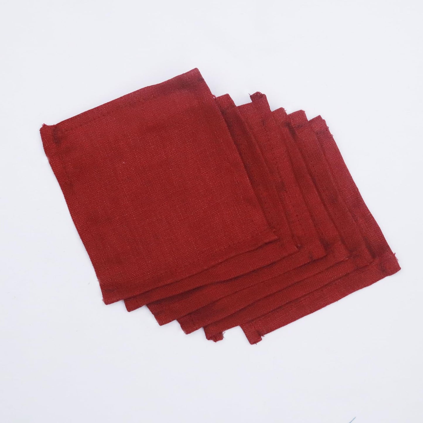 INYOWAKI 100% Pure Linen Cocktail Napkins Set of 12-4 x 4 Inch Small Cloth Solid Color Cocktail Napkins for Holiday,New Years,Cheers,Wedding, Drink, Parties, Everyday, Bar, Coffee, Beverage- Red