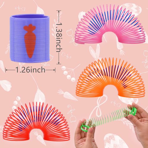 Howzcci 48 PCS Easter Party Favors Toys, 24 PCS Sticky Hands Toy with 24 PCS Mini Slinky Coil Springs Toys for Kids Girls Boys Easter Basket Stuffers Party Favors Gifts