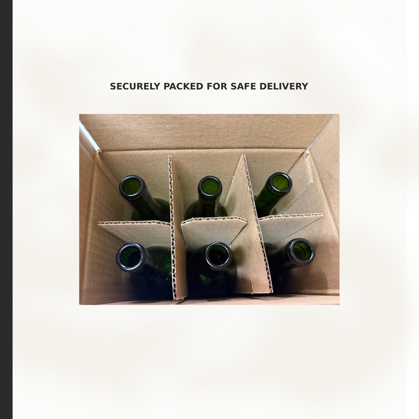 North Mountain Supply 750ml Glass Bordeaux Wine Bottles, CORK FINISH, Flat Bottom – Case of 6, Champagne Green