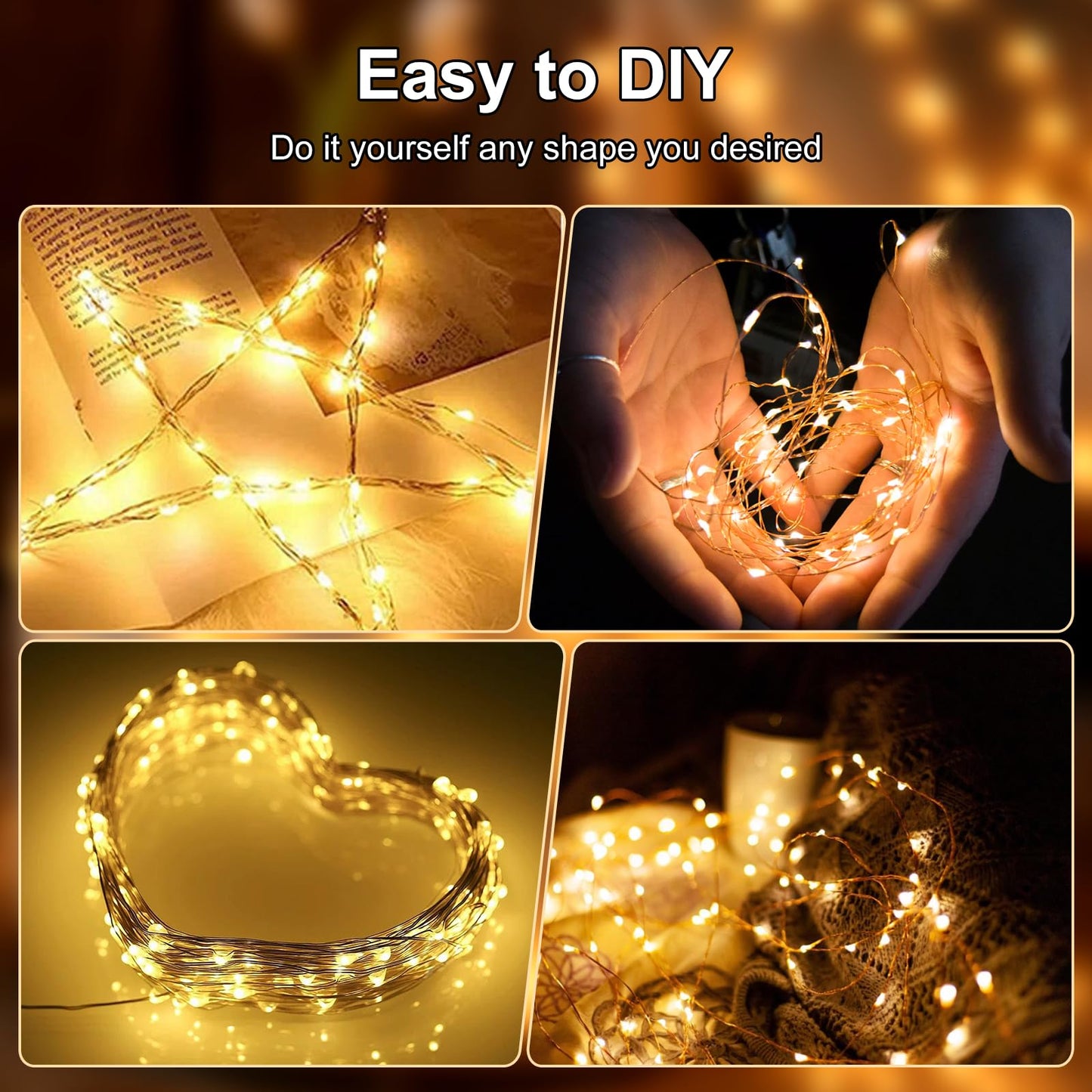 YPHSOL Fairy Lights Battery Operated String Lights 16.4ft 50LED Flashing and Constant Light Waterproof Silver Wire for Christmas DIY Party Wedding Decoration (Warm White, 2 Pack)