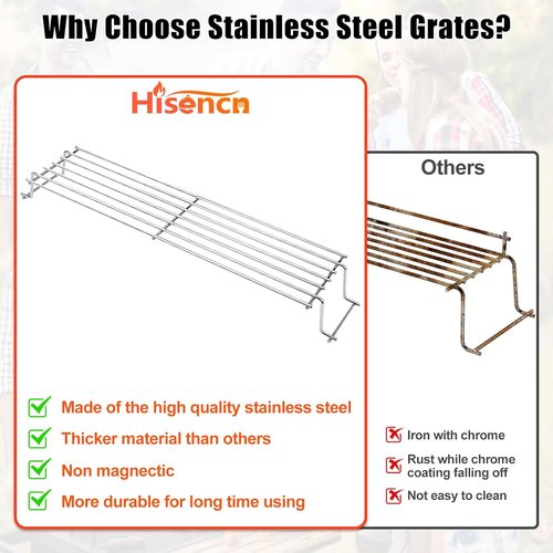 Hisencn Stainless Steel Warming Rack - Fits Weber Spirit 200 & II Series Gas Grills | Durable & Easy to Install