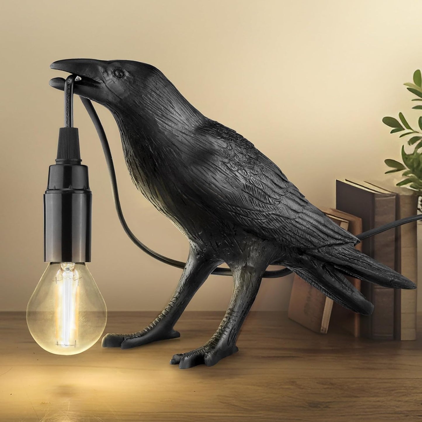 Regine Switzerland Halloween Crow Lamp - Gothic Raven Table Light for Home Decor | Perfect for Bedroom & Living Room