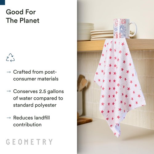 GEOMETRY Kitchen Towels - Quick Dry, Absorbent Microfiber Dish Towels for 4th of July, Memorial Day, Veterans Day, and Holiday Decor - Red, White, and Blue- Star Spangled
