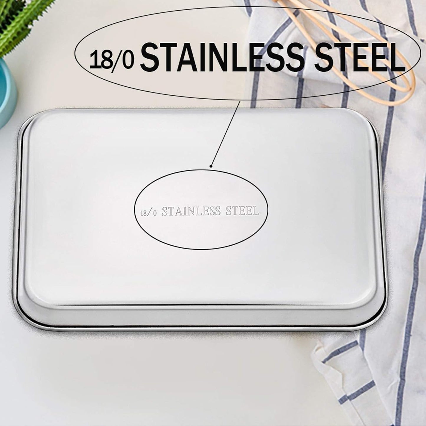 TeamFar Stainless Steel Baking Sheet Set - Non-Toxic, Rust-Free, Easy Clean | 4-Piece Set (16/12.5/10/9.3 Inch)