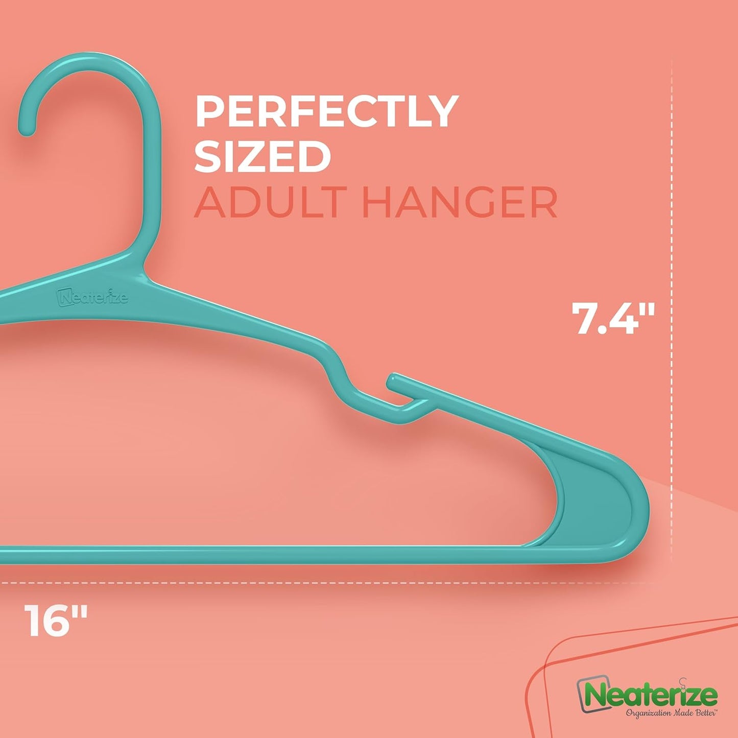 Neaterize Clothes Hangers - Space-Saving Plastic Hangers for Adults | 50-Pack for Organized Closets