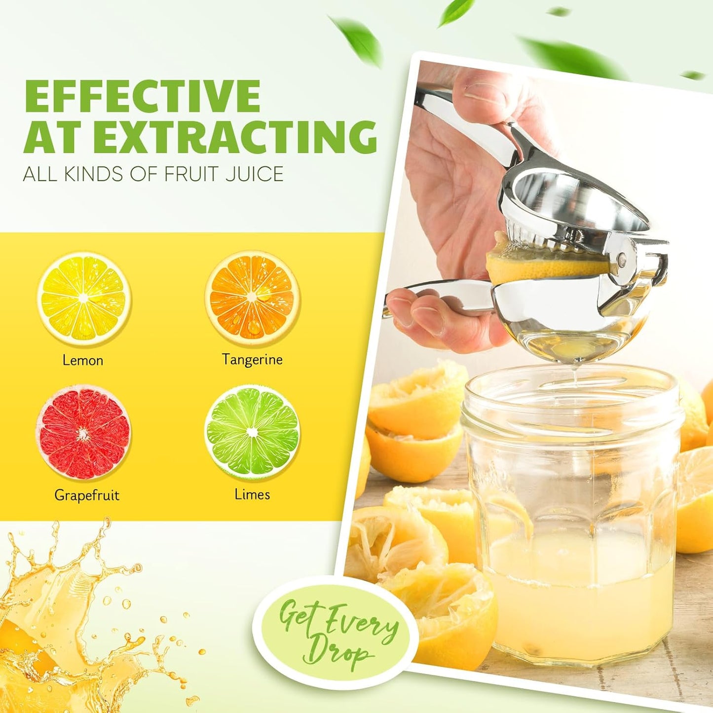Skiennix Lemon Squeezer - Heavy Duty Stainless Steel Citrus Juicer | Easy Clean Manual Press
