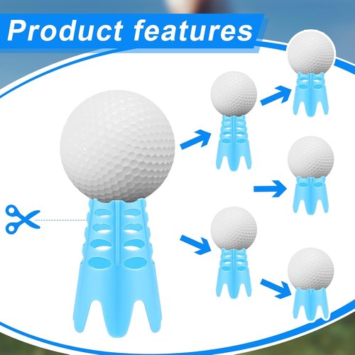 Honoson Golf Simulator Tees - 30 Durable Plastic Practice Tees for Indoor/Outdoor Use | 15 Tall & 15 Small