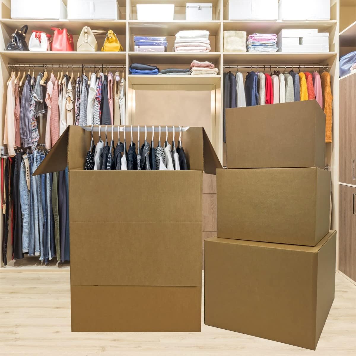 Skiennix Wardrobe Moving Boxes Kit - Small, Medium, Large & Shorty Boxes with Packing Supplies