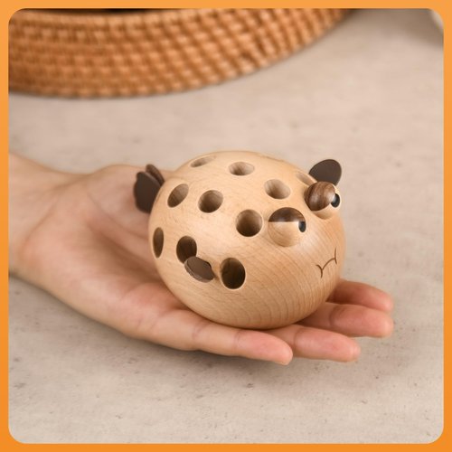 Damuzhi Pen Holder For Desk Pencil Holder Wooden Pufferfish- Funny Small Gifts For Kids, Unique Gifts For White Elephant Gift Steacher Gifts