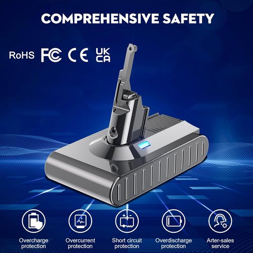 Dyson V8 Replacement Battery - 21.6V 7000mAh Li-ion for Absolute/Animal/Motorhead/Fluffy Vacuums