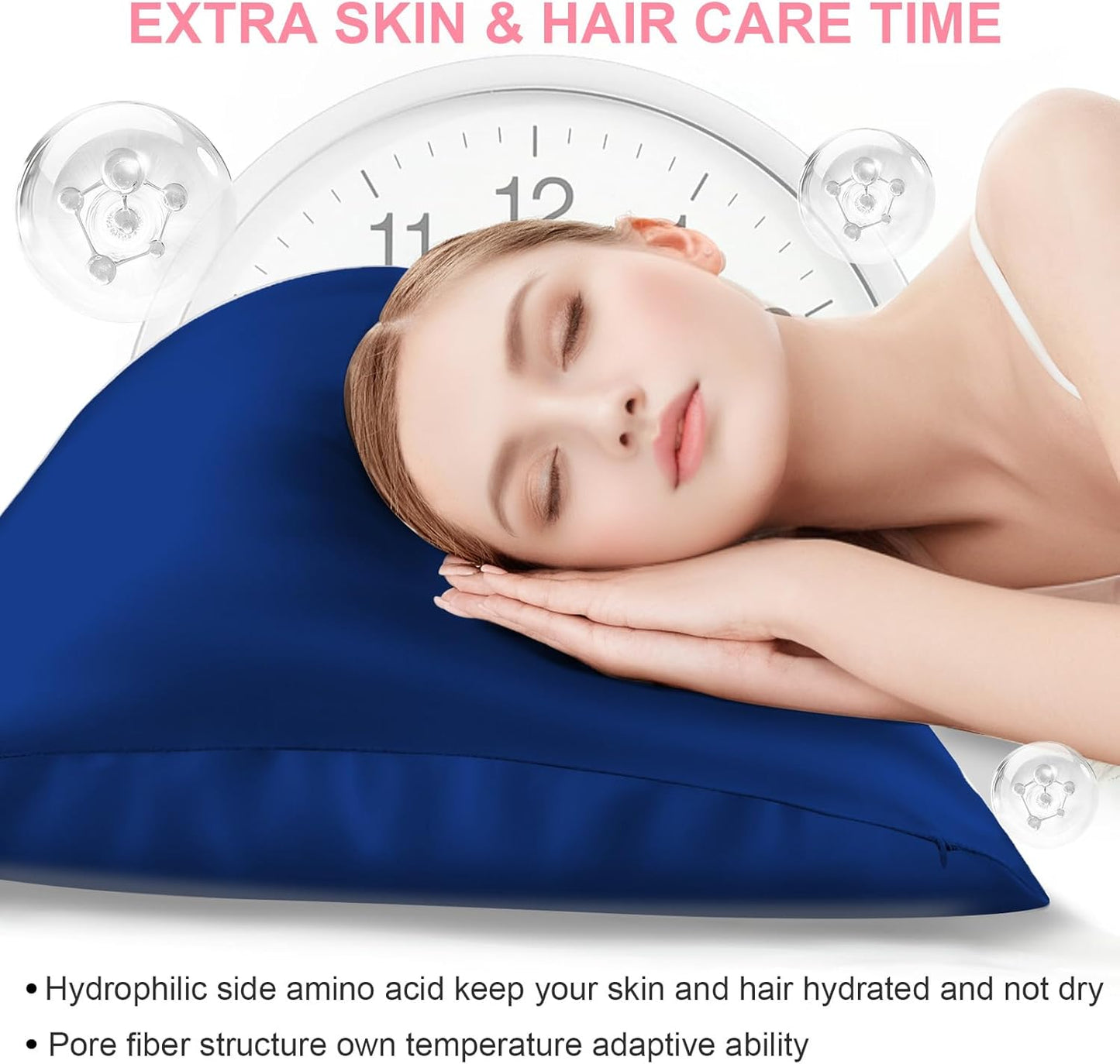 Skiennix Silk Pillowcase - King Size Mulberry Silk for Hair & Skin | Soft, Breathable Cooling in Royal Blue