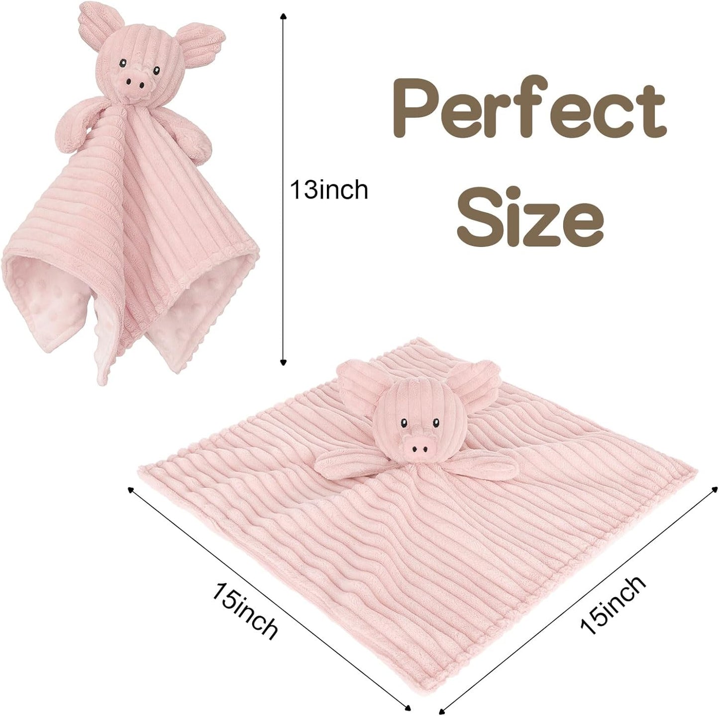 Skiennix Baby Security Blanket - Soft Pig Lovey Snuggle Toy for Newborns | Pink 15 Inch