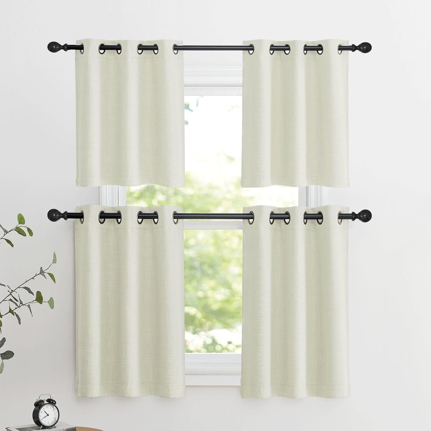 NICETOWN Blackout Thermal Insulating Curtain Valances - 30 Inch Length, 2 Panels for Kitchen & Bathroom (Natural)