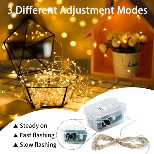 chzk 8 Pack Fairy Lights 7Ft 20 LED Twinkle String Lights 3 Modes Battery Operated Waterproof Firefly Starry for Mason Jar Wedding Birthday Party Table Centerpieces Bedroom Christmas,Warm White