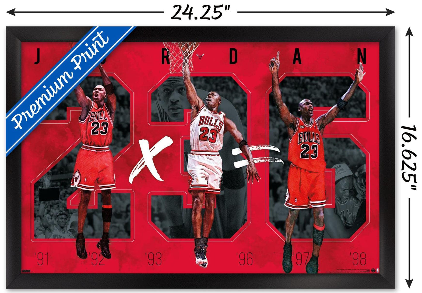 Trends International Michael Jordan - Six Wall Poster, 14.725" x 22.375", Black Framed Version