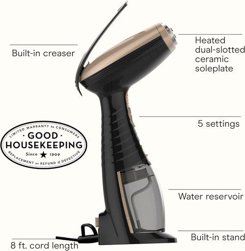Conair Turbo ExtremeSteam 1875W Handheld Garment Steamer - Portable Design for Strong Steam | Black