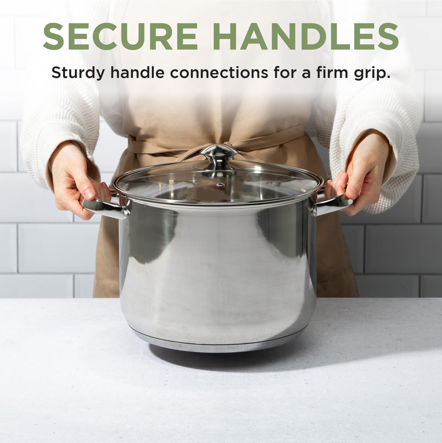 Ecolution Stainless Steel Stock Pot, Encapsulated Induction Ready Cooking Pot with Glass Lid, Oven Safe, Dishwasher Safe Soup Pot, 8-Quart