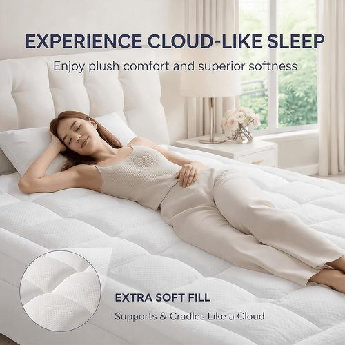 ELEMUSE Memory Foam Mattress Topper - 3 Inch Dual Layer with Cooling Gel & Pillowtop Comfort | Ideal for Teens & Guests