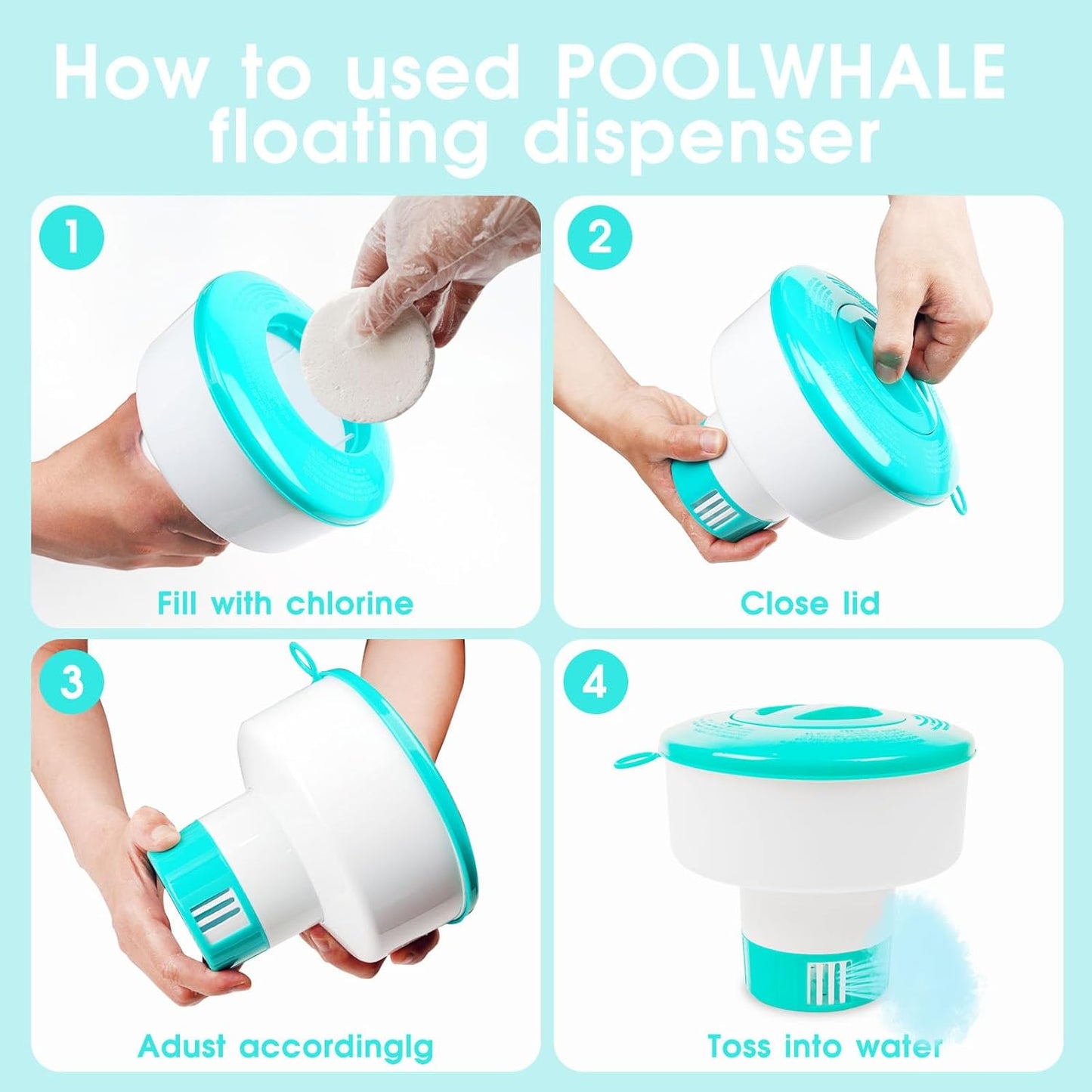 POOLWHALE Pool & Spa Floating Dispenser - Collapsible Floater for Easy Use and Storage