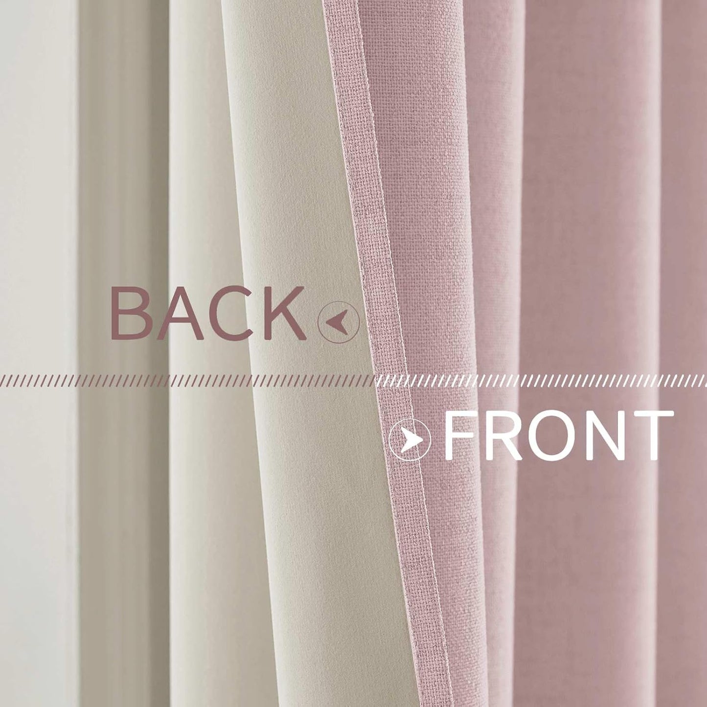 MIULEE Blackout Curtains - 100% Thermal Insulated Linen Texture - Pink Room Darkening Drapes | 52x84 Inch (2 Panels)