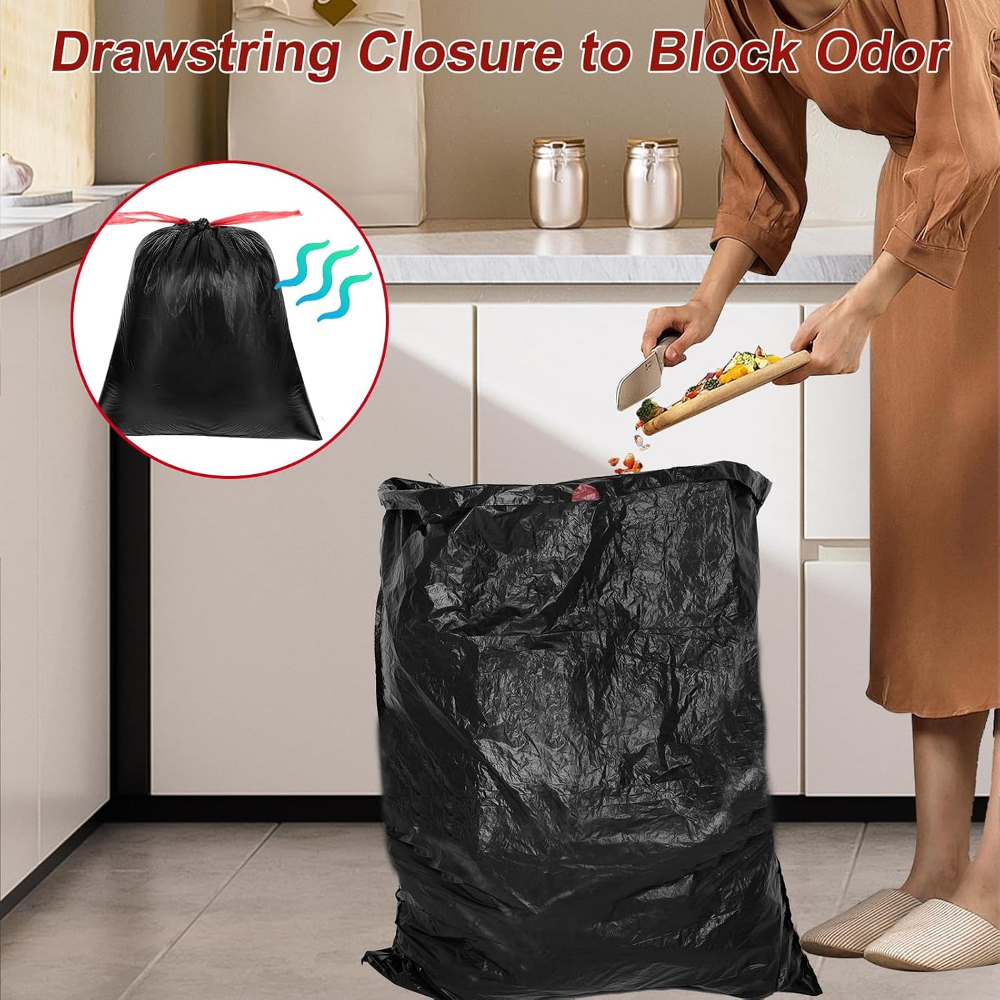 O2frepak 33 Gallon Heavy Duty Kitchen Trash Bags - Clean Fresh Scent | 30 Count, 80x100cm