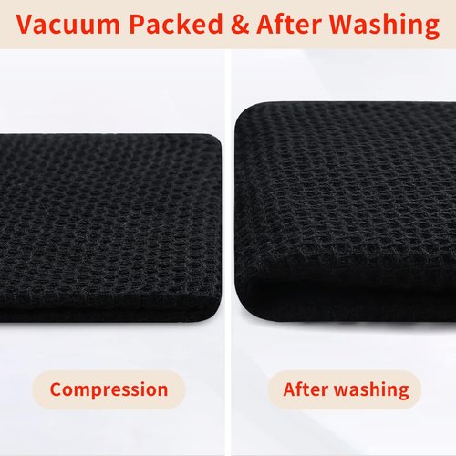 Homaxy 100% Cotton Waffle Weave Kitchen Dish Towels, Ultra Soft Absorbent Quick Drying Cleaning Towel, 13 x 28 Inches, 24-Pack, Black