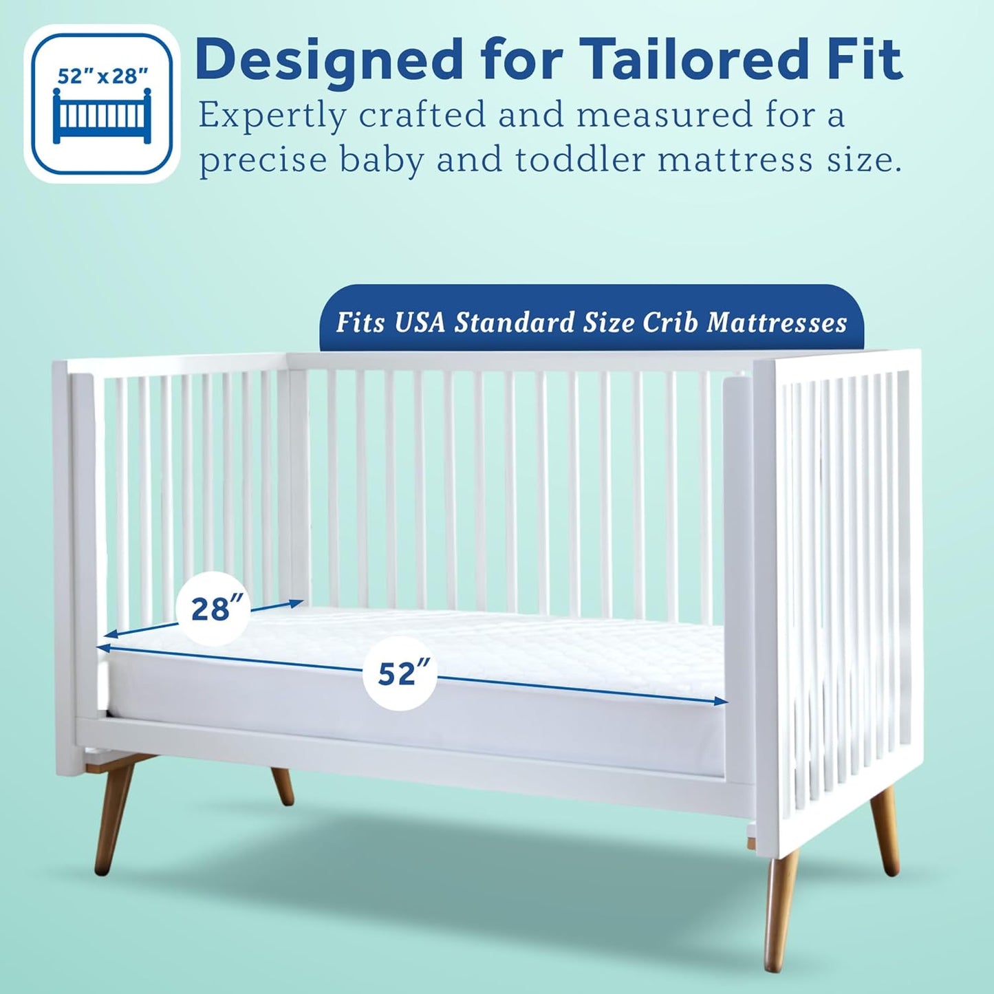 Sealy Baby Waterproof Crib Mattress Protector - Noiseless Quilted Cotton-Blend Cover, 52 x 28, White | Easy to Clean