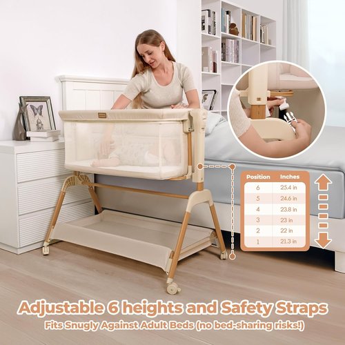 Ezebaby Baby Bassinet - 3-in-1 Rocking Sleeper with Breathable Full-Mesh Crib | Adjustable Height & Portable Design