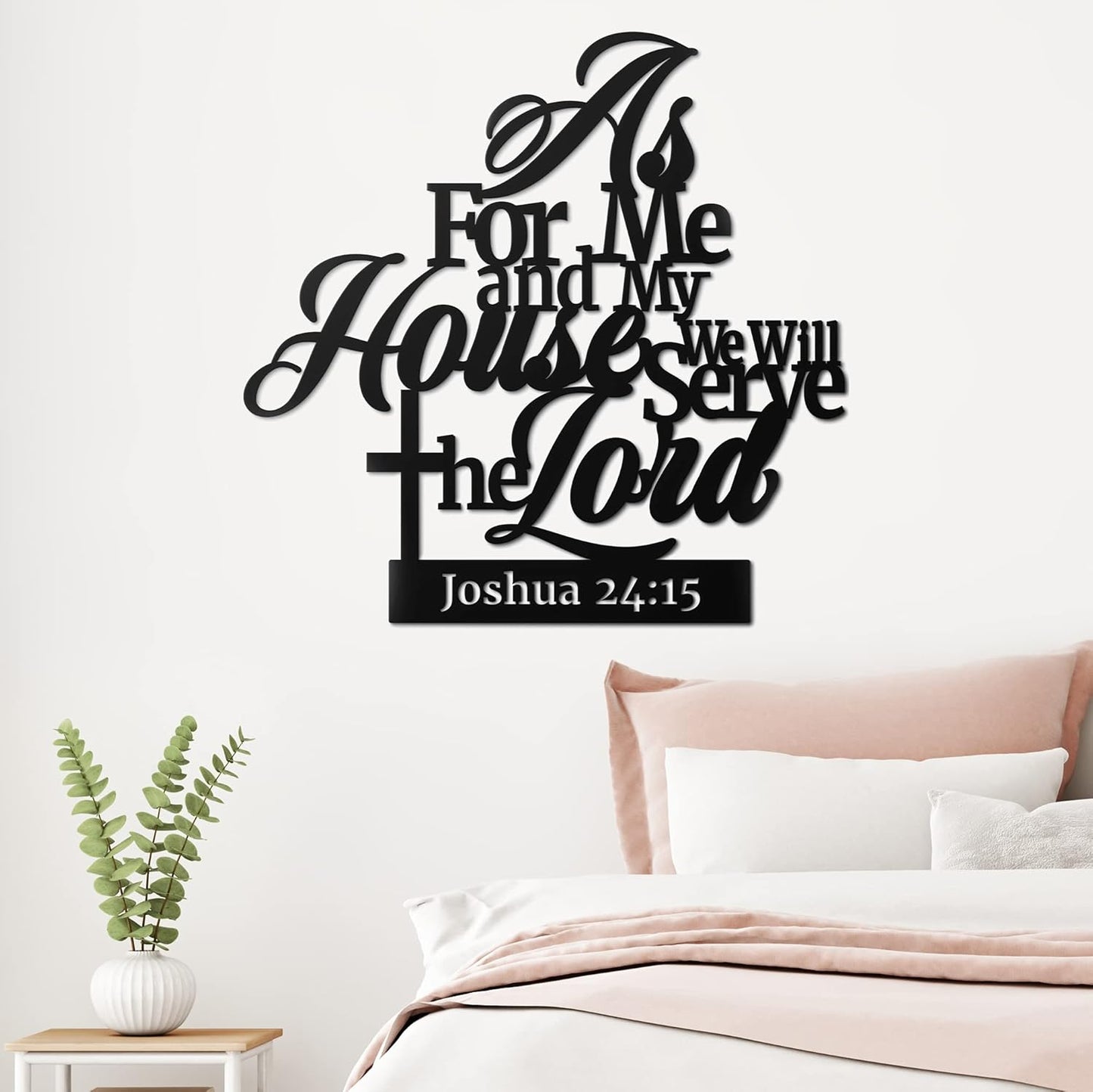 Vivegate Metal Bible Verse Wall Decor - "As For Me And My House" Christian Sign | Black 02