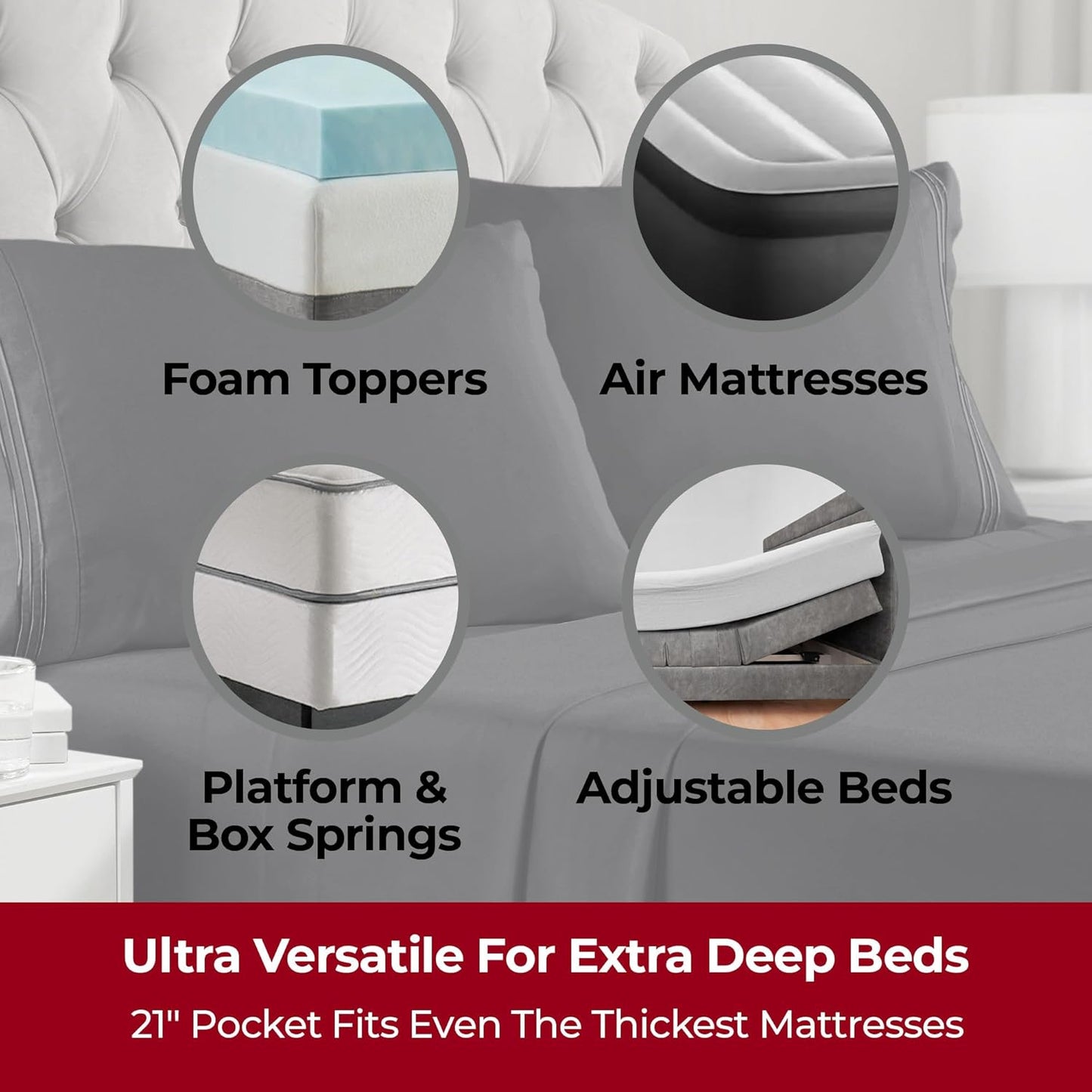 Mellanni Extra Deep Full Sheets - Hotel Luxury Ultra Soft Cooling Bedding - 4 PC Set, Black