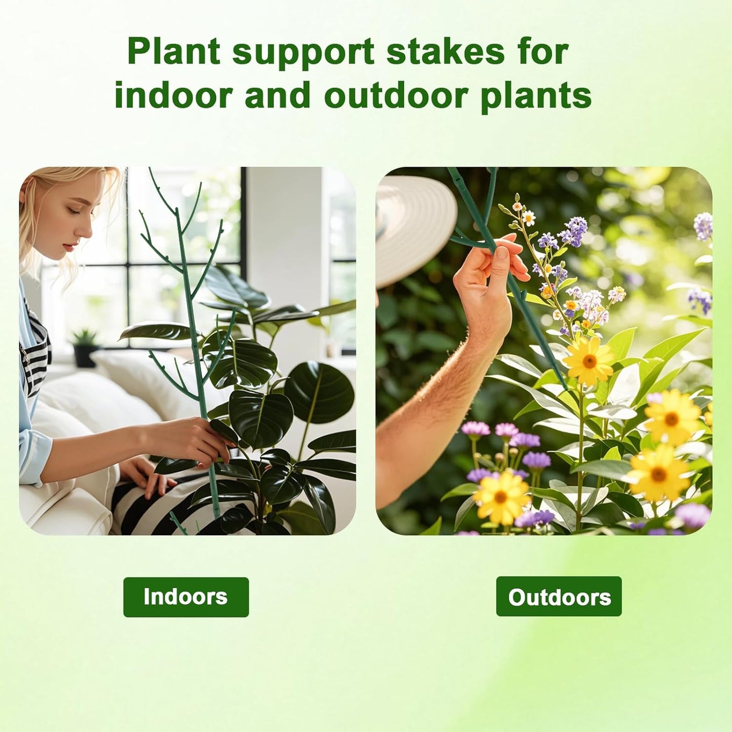 PERSZEN 15 Pack Plant Support Stakes - Stackable Trellis for Indoor/Outdoor Climbing Plants