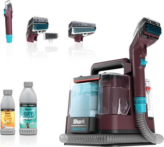 Shark Carpet Cleaner Machine - Portable Upholstery Stain Remover with 2 Solutions & 3 Tools | Ideal for Pet Hair, Burgundy