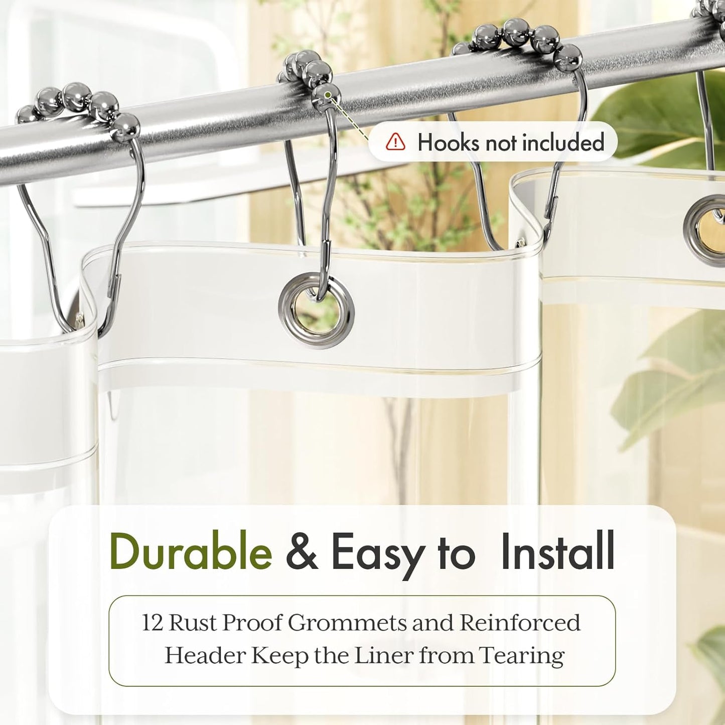 Bathway Heavy Duty Shower Curtain Liner - Clear Waterproof PEVA 72x72 Inches with 12 Rustproof Grommets