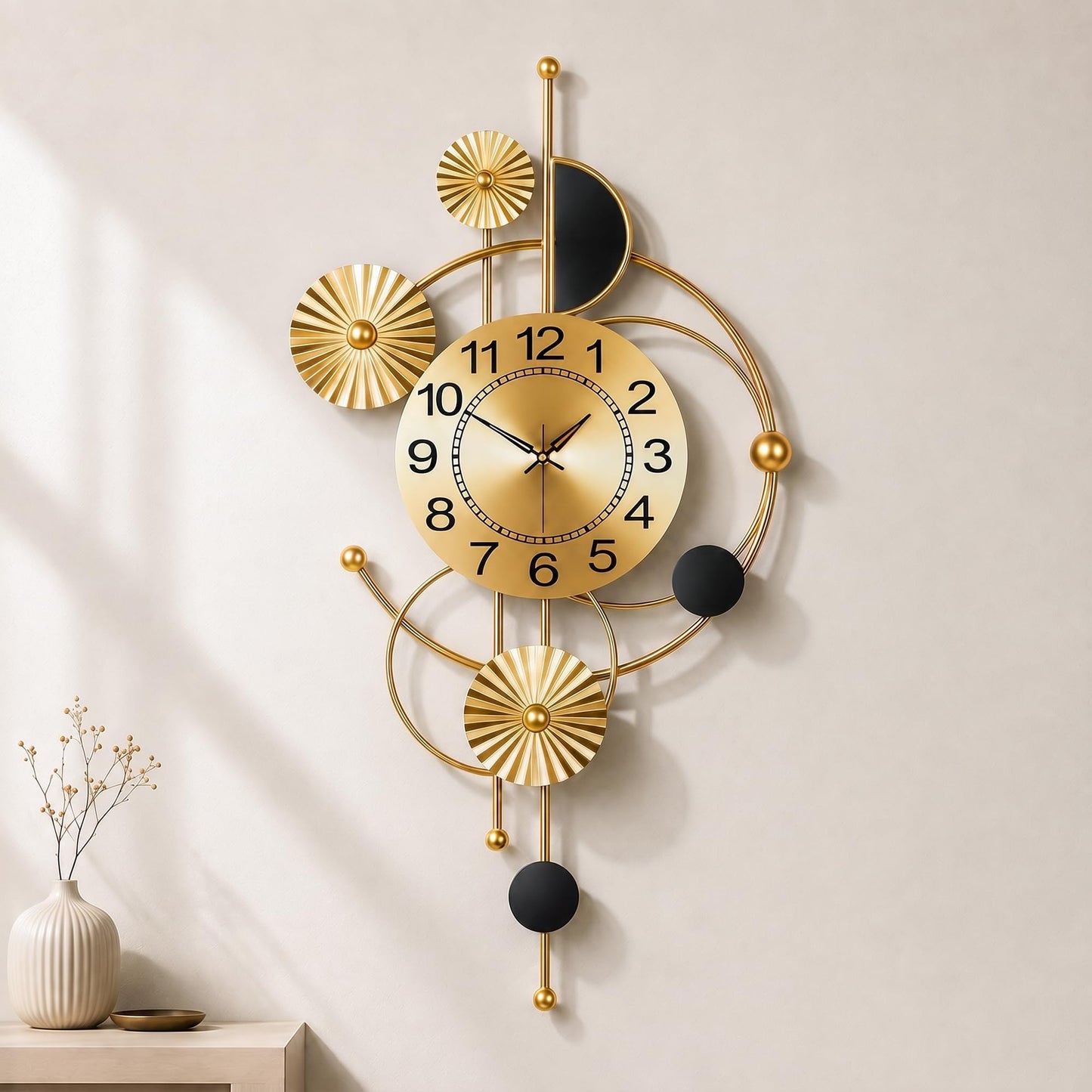 Axioglo Large Wall Clock,Modern Silent Non-Ticking Metal Wall Clocks,Battery Operated Wall Clock for Living Room, Kitchen, Bedroom, or Office Wall Decor (32")