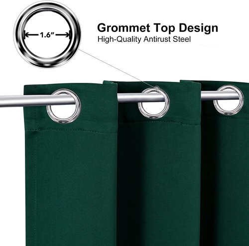 ChrisDowa Grommet Blackout Curtains - Thermal Insulated Room Darkening Panels, Forest Green, 38 x 45 Inch