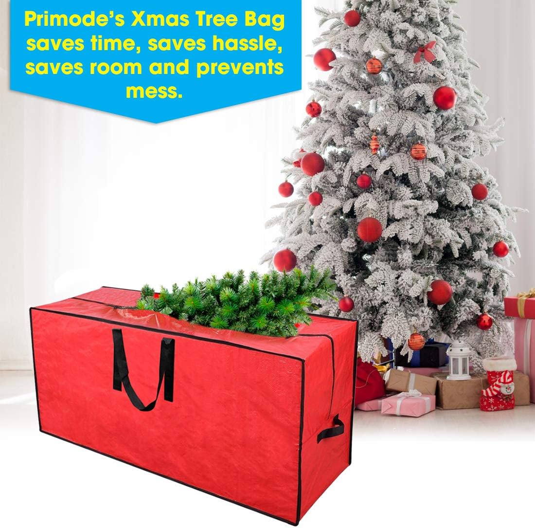 Primode Christmas Tree Storage Bag - Fits Up to 7.5 Ft Disassembled Trees | Protective Zippered Case (Red)