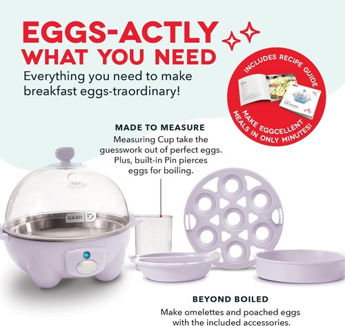 Dash Rapid Egg Cooker - Versatile Boiler, Poacher & Steamer - Holds 7 Eggs, Lavender | BPA Free & Dishwasher Safe