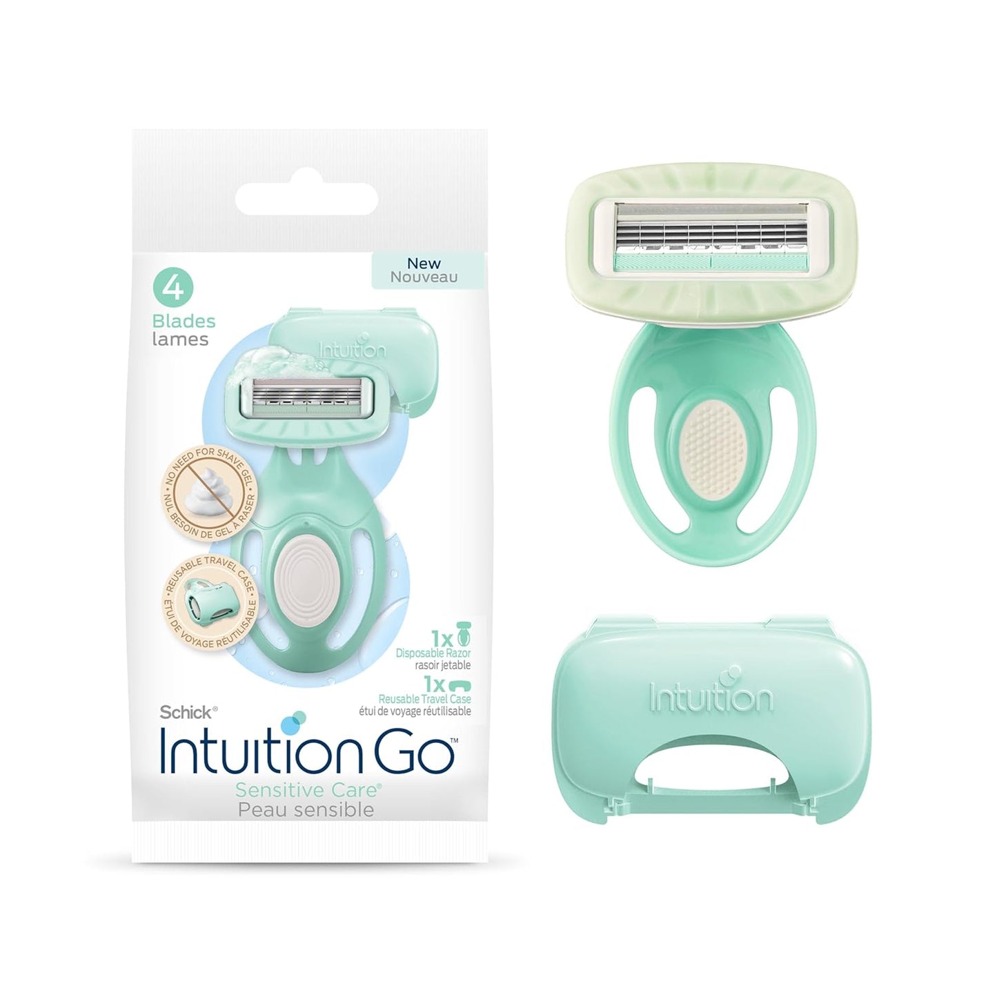 Schick Intuition Go Disposable Razor - Sensitive Skin Formula with Organic Aloe | 1ct Travel Razor