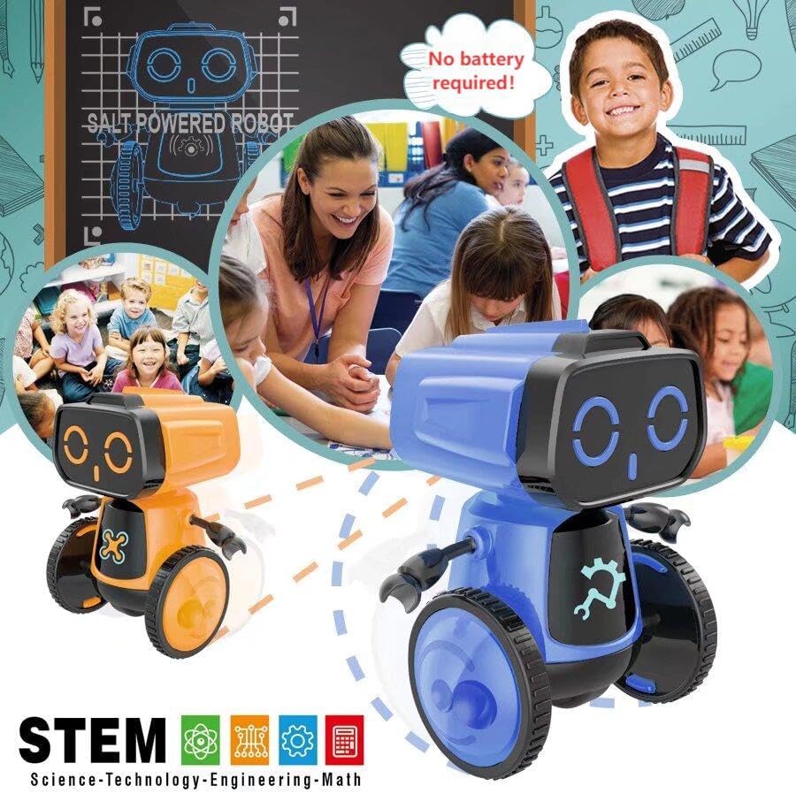 Science Saltwater-Powered Robot Kit - DIY STEM Gift for Boys & Girls | No Batteries Required, Blue
