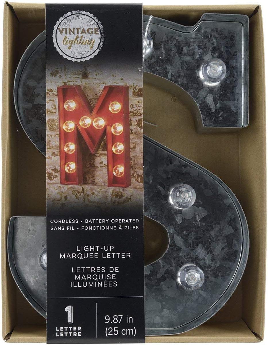 Silver Metal Marquee Letter J - 9.87” Tall Galvanized Decor for Events & Home