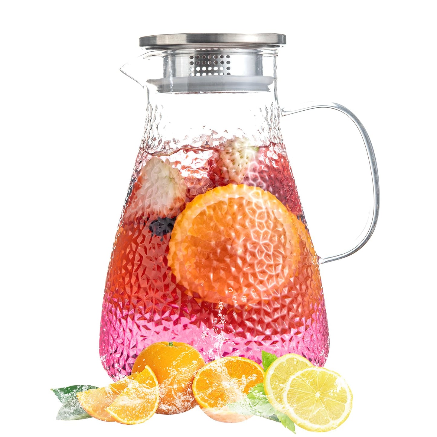 MRZIKPO 1.5 Liter 50 oz Glass Pitcher with Lid and Spout, Glass Carafe for Hot/Cold Water, Large Iced Tea Pitcher for Coffee, Milk,Juice and Homemade Beverage,Iced Coffee, and Container for Drinks