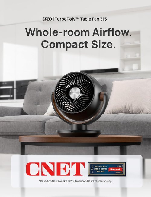 DREO 11-Inch Desk Air Circulator Fan - Remote Control, 4 Speeds, 120° Vertical Oscillation, Quiet 25dB