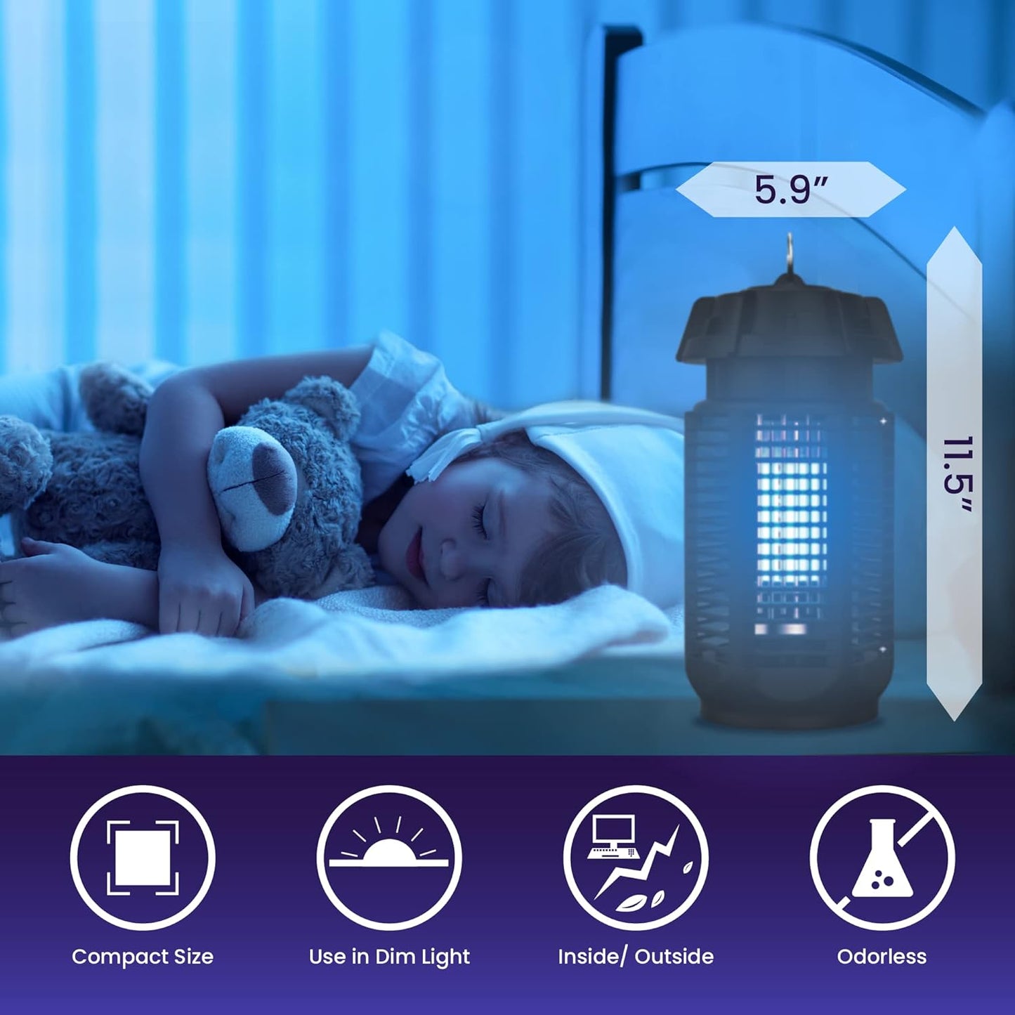 LiBa Electric Bug Zapper - Powerful 4000V Indoor & Outdoor Insect Killer | 20W Bright, Waterproof Design