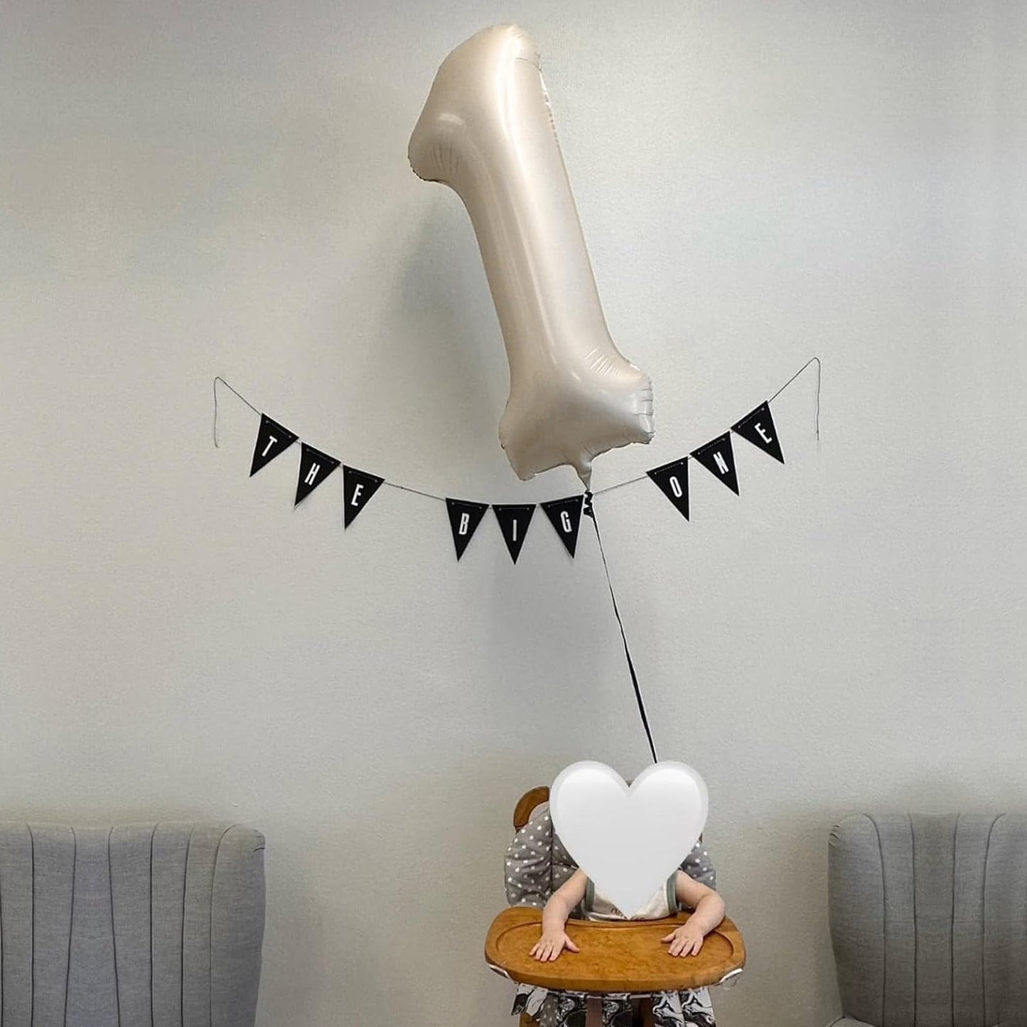 PatiCool 40 Inch Beige Number Balloon 1, Large Cream Number Foil Mylar Balloons for Birthday Party Celebration Decorations Supplies, Digital Balloons for Wedding Anniversary Events Decorations